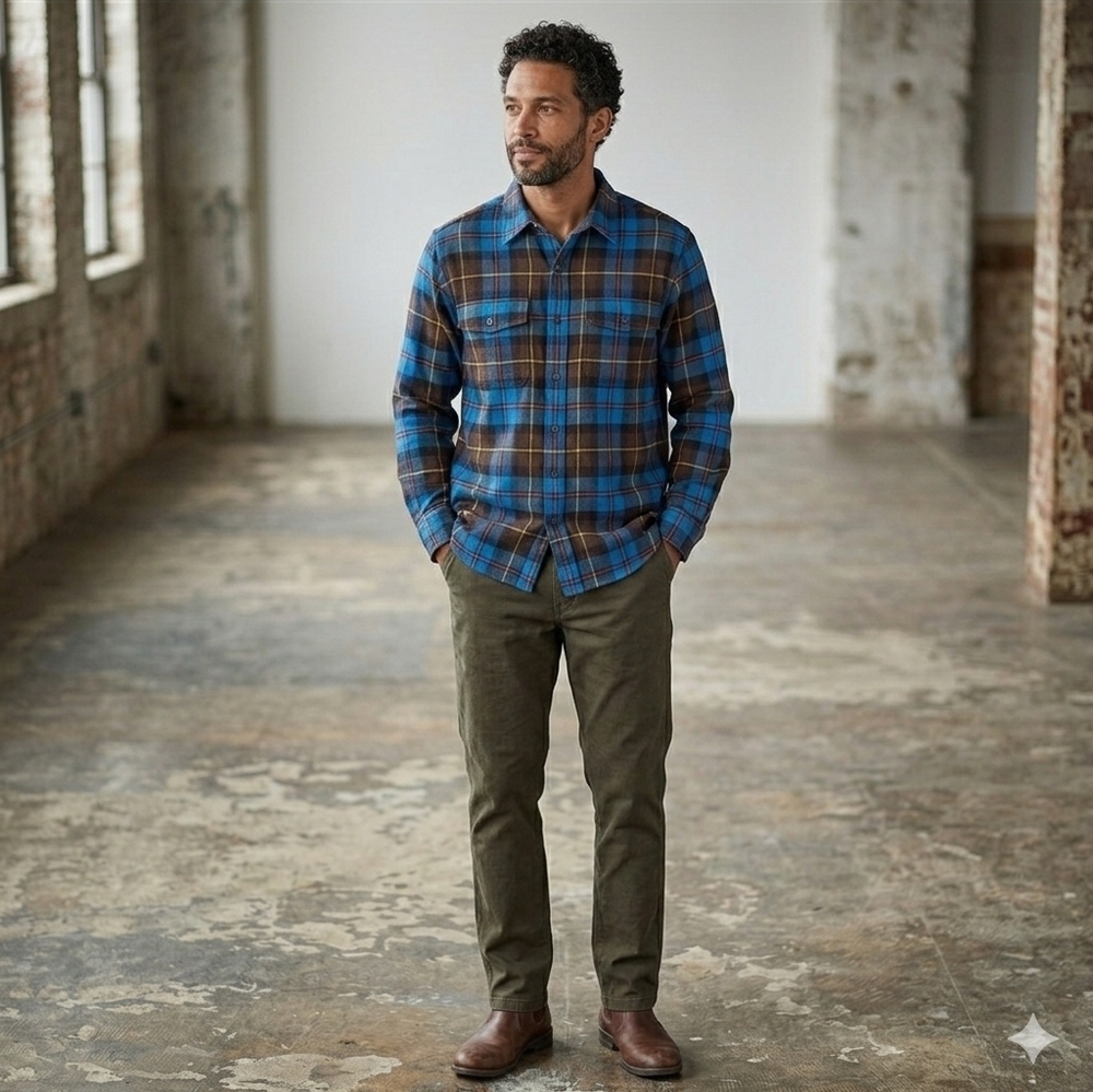 L.L. Bean Button Up Long Sleeve Men L-Reg Multicolor Cotton Plaid Traditional Fi